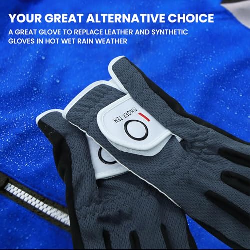 Men’s Golf Glove - Rain Grip for Left Handed Golfers - White M/Large