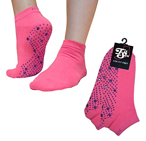 Anti-Slip Grip Socks for Yoga, Dance, Martial Arts - Pink/Purple, Size 8-10