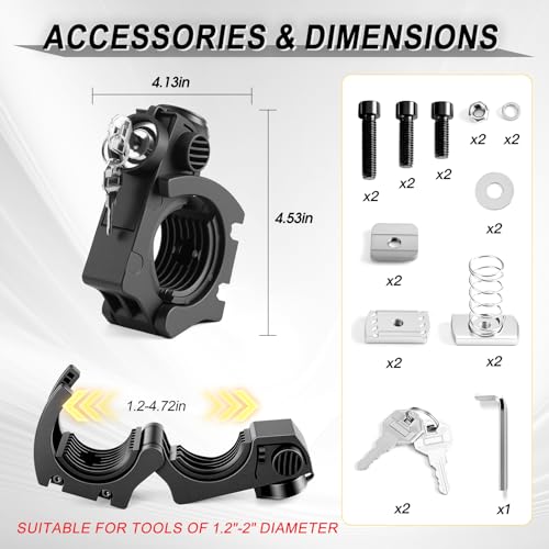 2 Pack Heavy-Duty Lockable Shovel Holder Axe Mount - Anti-Theft Design by DarSeity