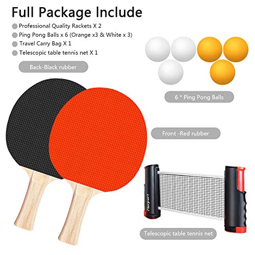 Portable Ping Pong Paddle Set with Retractable Net & Balls