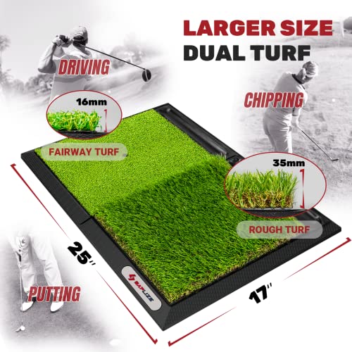 SAPLIZE 25" × 17" Foldable Heavy-Duty Golf Hitting Mat with 10mm EVA Backing – Indoor/Outdoor Swing & Chipping