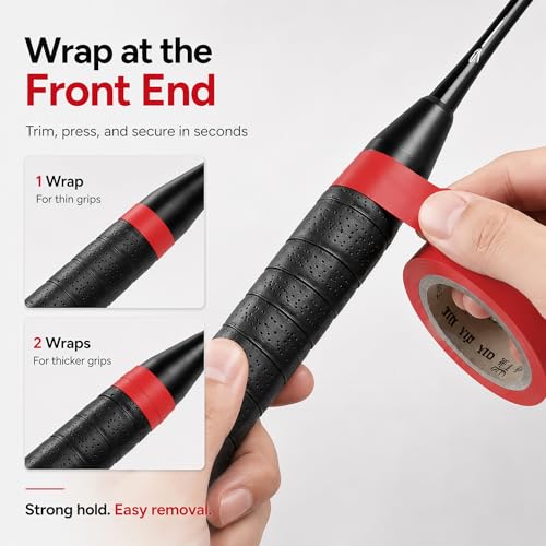 Grip Finishing Tape for Rackets - 2 Rolls Black PVC Wrap