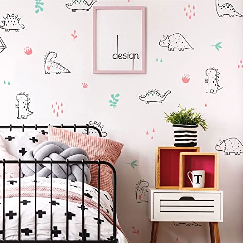 Wall Decals, Peel and Stick Stickers, Drawing Dinos