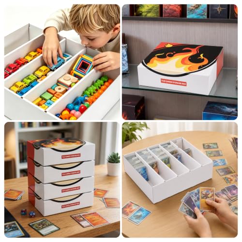 VantaQasis Trading Card Storage Box with Dividers 5 Rows - Bulk Card Organizer for TCG MTG Sports Cards (Variation 1)
