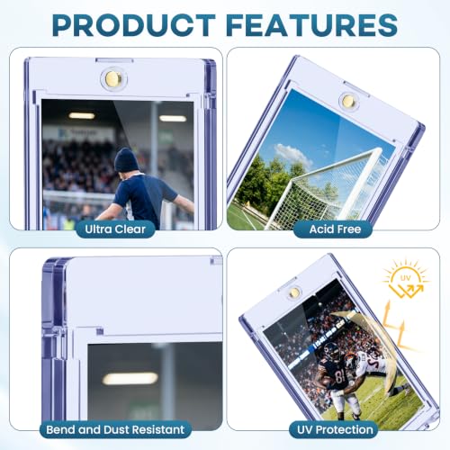 ZENOWICK 64 Pack Magnetic Card Holders - 35pt One Touch Acrylic Wallets with UV Protection