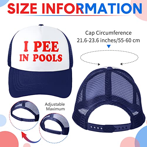 Jiuguva 4 Pcs Funny Pee in Pools Hats - Adjustable Retro Trucker Caps for Pool & Summer - One Size Multi Color