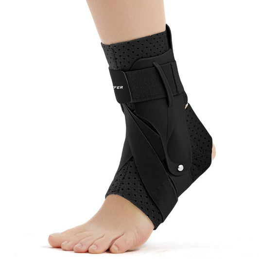 Hocafer Left Ankle Brace for Women & Men - Ankle Support Sprained Ankle Brace for Achilles,Tendon,Sprain,Injury Recovery,Ankle Support Brace for Running, Basketball, Football (Black,L,Left)