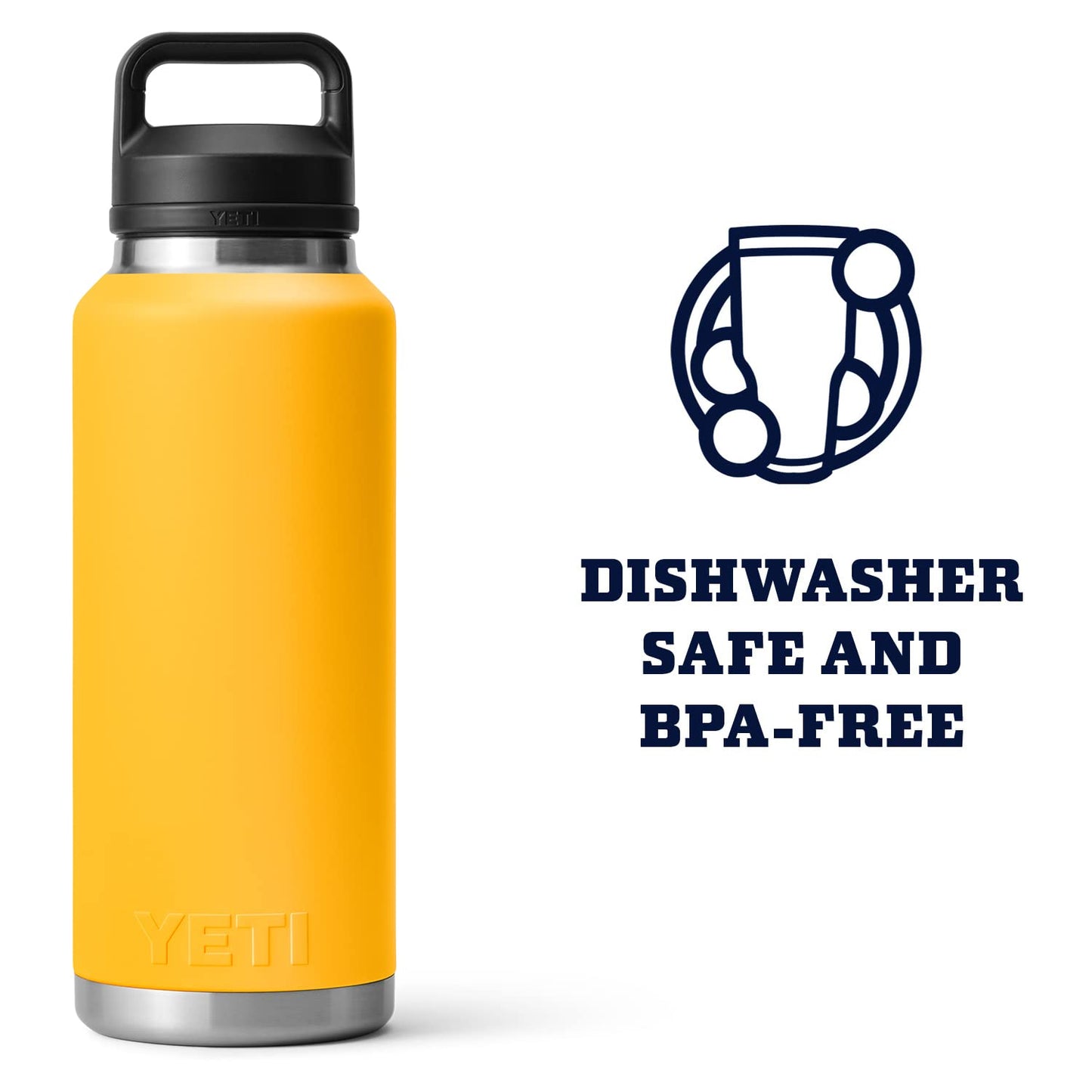 YETI Rambler 46 oz Bottle, Leakproof, Vacuum Insulated, Stainless Steel with Chug Cap, Black