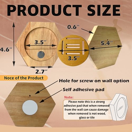 Wooden Hex Medal Holder - Honeycomb Bamboo Wall Display - 6 PCS