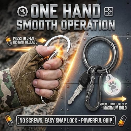 1 Inch Metal Spring O Rings Keychain Clips - 12 Pack