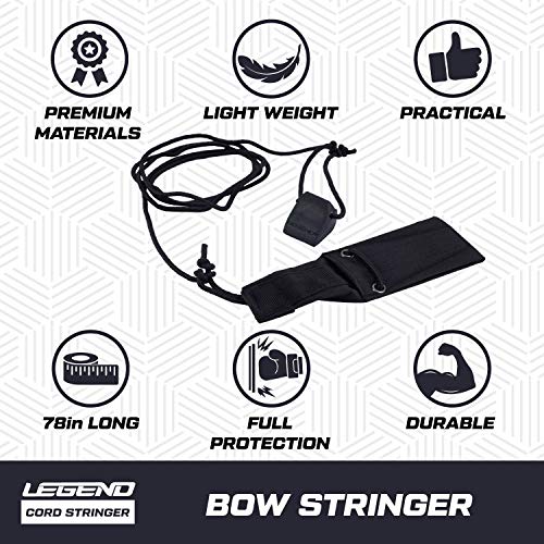 Bow Stringer Tool for Recurve & Longbows - Black Non-Slip Grip
