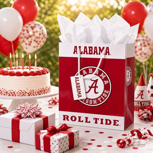 Alabama Crimson Tide Gift Bag - Medium Size with Tissue Paper