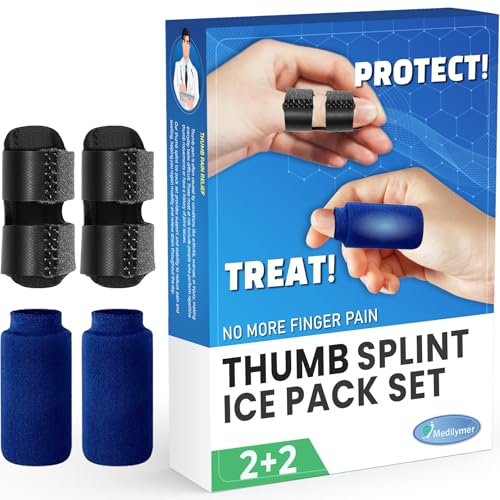 Medilymer Thumb Splint and Ice Pack Set (2+2) – Thumb, Finger Pain Relief, With Ice Packs