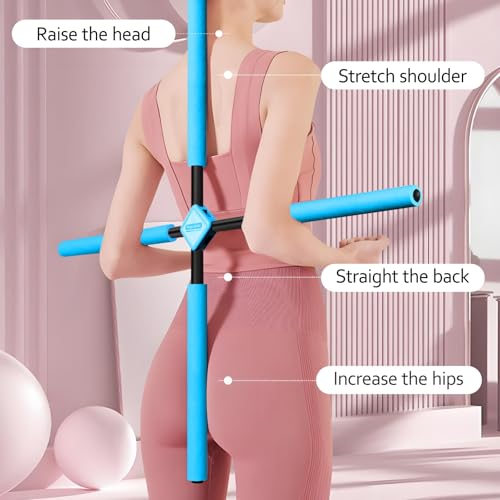 Posture Corrector Yoga Stick - Portable Back Straightener - Blue