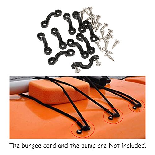 10-Piece Nylon Bungee Deck Loops Kit with Screws for Kayaks and Boats