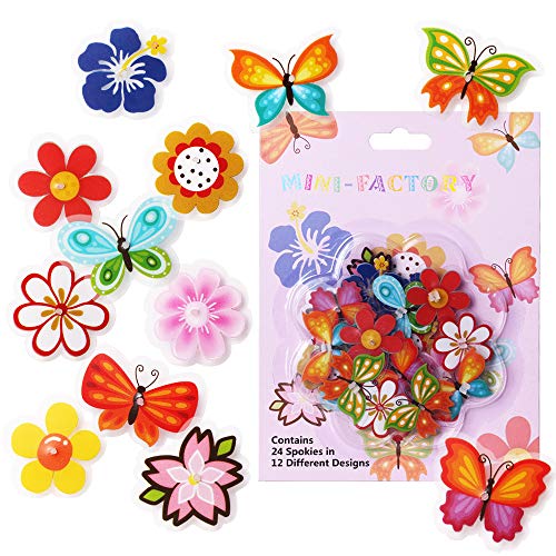 Bike Wheel Spoke Decorations - 24 Colorful Flower & Butterfly Clips