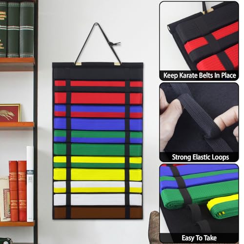 Karate Belt Display Rack - Holds 12 Martial Arts Belts