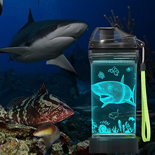 Anywin LED Light Up Water Bottle for Kids 14oz BPA-Free Shark Design