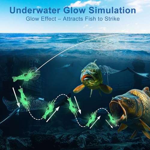 30pcs Luminous Soft Shrimp Fishing Lures Set - Green Variation