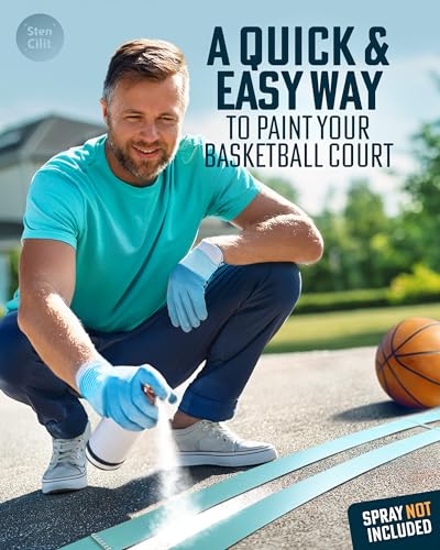 Basketball Court Stencil Kit - Heavy Duty Plastic, Reusable, 3-Point & Key - BASKETBALL