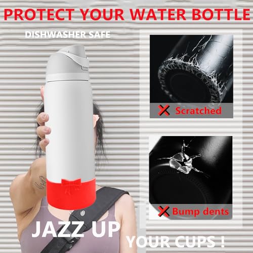 Bow Silicone Boot for 32oz Water Bottle - Anti-Slip Protective Sleeve - Red