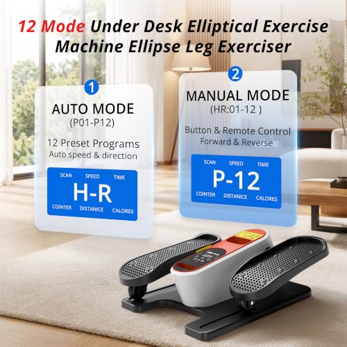 Under Desk Elliptical Machine - Portable Leg Exerciser with 12 Speeds