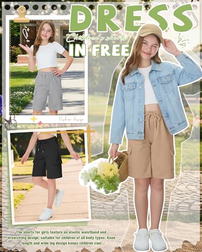 Girls' Cargo Bermuda Shorts - 3 Pack for Ages 5-14