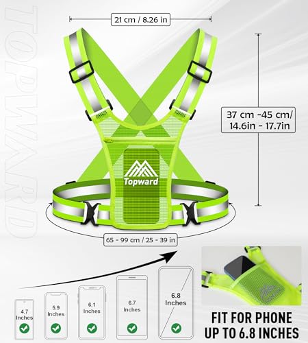 Reflective Running Vest with Phone Holder - Adjustable Safety Gear
