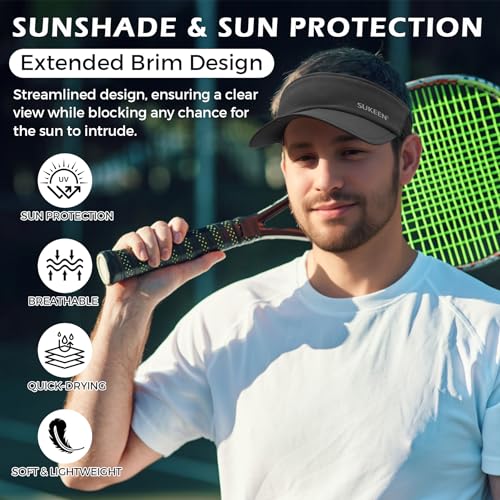 Lightweight Cooling Sun Visor Hat for Men - Black
