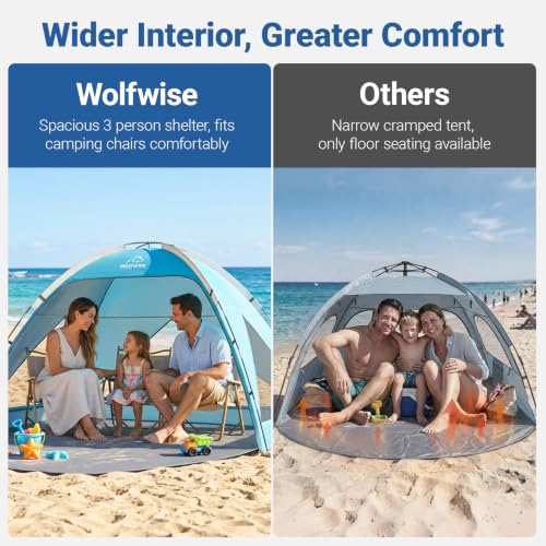 Portable Beach Tent Sun Shelter for 3-4 Person - Sky Blue