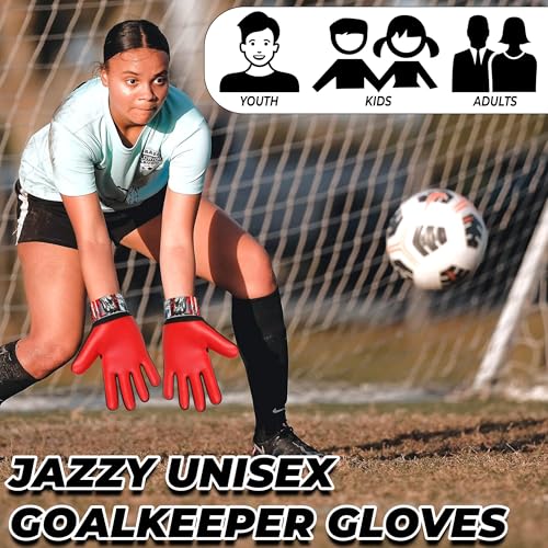 Youth Soccer Goalie Gloves - Size 4 for Ages 6-9 - Red1