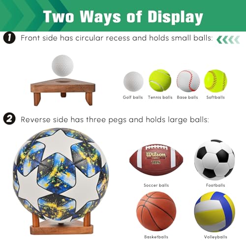 Wooden Triangle Ball Display Stand for Sports Memorabilia