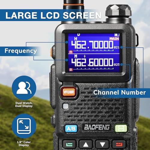 BAOFENG UV-5G Plus GMRS Handheld Radio 969 Channels with 2 Batteries & 15.5" Antenna