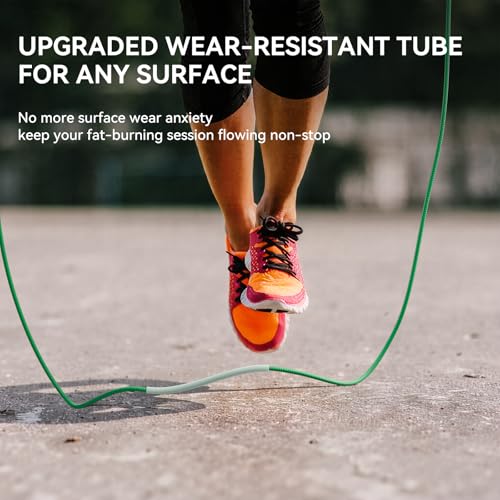 Fitmyfavo Green Adjustable Cotton Jump Rope for Fitness & Exercise