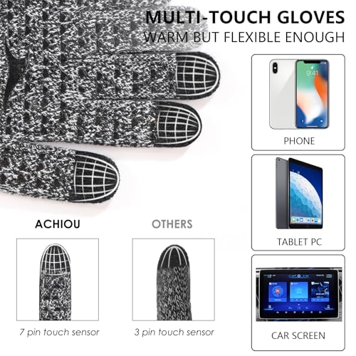 Winter Gloves for Men and Women - Touchscreen Soft Knit - Medium Black & White