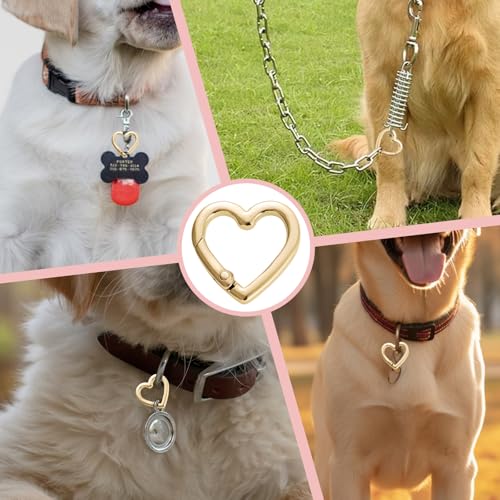 Heart Shaped Carabiner Keychain Clips - 12Pcs Gold