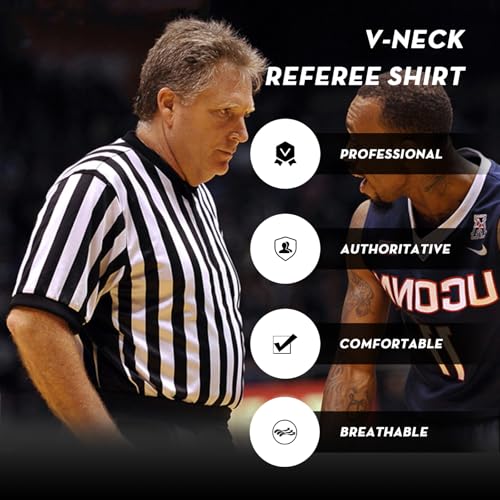 Referee V-Neck Shirt - Official Umpire Jersey for Basketball & Football - X-Large