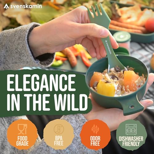 Reusable Camping Spork Set 2-Pack - 3-in-1 Travel Sporks, Lightweight