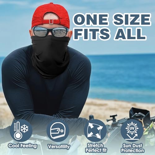 Cooling Neck Gaiter - UV Protection Face Cover Scarf - Black, One Size