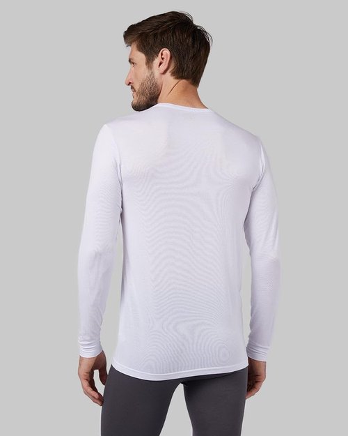 32 Degrees Heat Men’s Lightweight Baselayer Crew Top – Thermal Long Sleeve Shirt Cold Weather, White, Large
