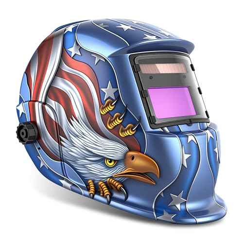 Welding Helmet Auto Darkening Blue Eagle Design Welding Mask 3.86"X2.09" View Area Welding Hood with 4 Sensors Solar Powered Weld Hood Helmet with Adjustable Shade Range 4&9-13 (Model AST02)