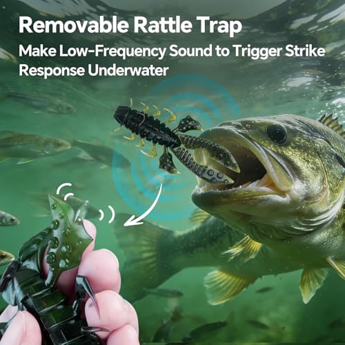 Soft Plastic Crawfish Lures with Removable Rattles - 5.5 Inch, Green, 3Pcs