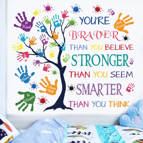 Colorful Motivational Quote Wall Decal - You're Braver, Stronger, Smarter
