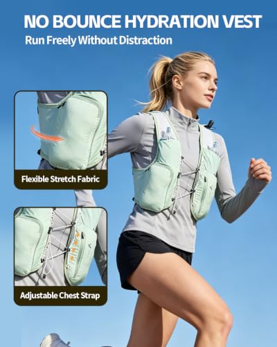 Visisite Green Hydration Running Vest Backpack with Phone Holder for Men Women