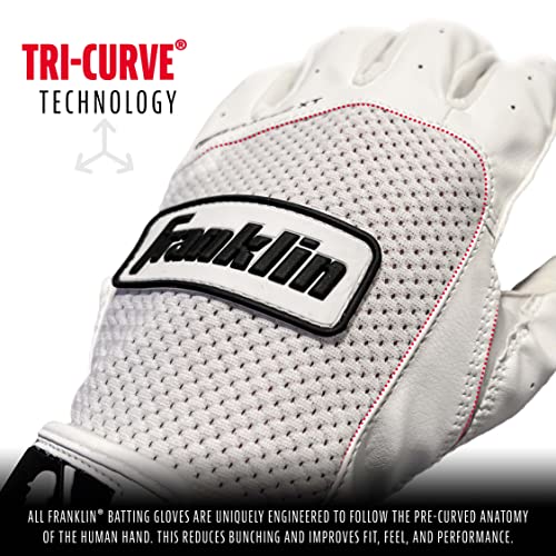 Franklin Sports MLB Classic XT Baseball & Softball Batting Gloves - Youth Small, White/White Pair