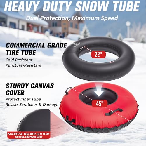 Heavy-Duty Inflatable Snow Tube - 45" Rubber with Canvas Cover