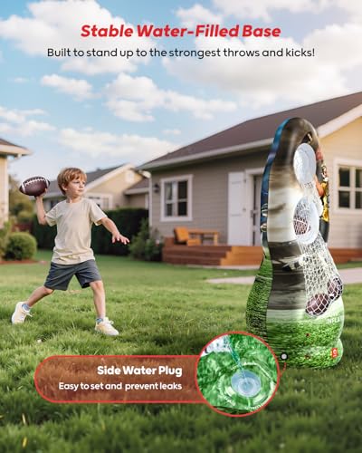 Inflatable Football Target with Water-Filled Base - Dual Pocket Design