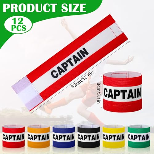 12 Pack Soccer Captain Armbands Adjustable Nylon Sports Team Accessories