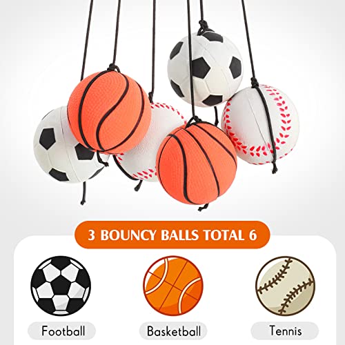 Wrist Return Balls - 6 Pcs 2.48 Inch Rebound Sports Balls Set
