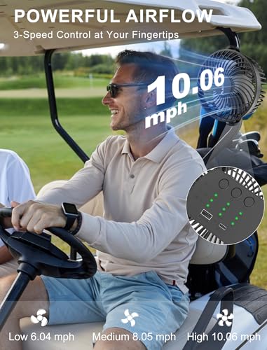 2-Pack Rechargeable Magnetic Golf Cart Fan with LED Lantern